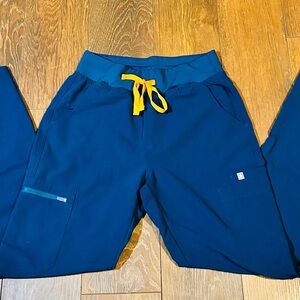 Figs Kids Joggers in Teal with Yellow Accents
